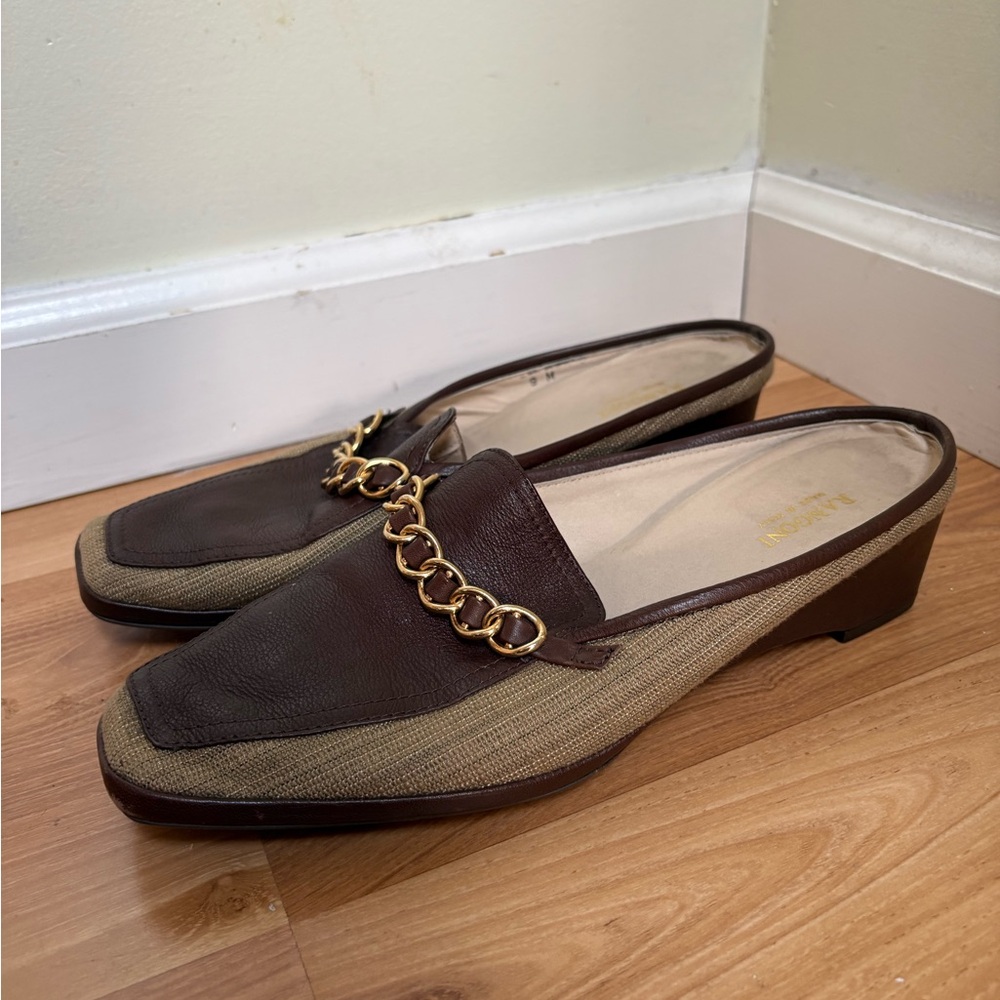 Rangoni Brown and Tan Loafers with Gold Accent
